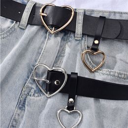 Women's Leather Belt Heart Metal Pin Buckle Retro PU Waistband Designer Fashion Cinto Feminino Pants Jacket Strap for Ladies