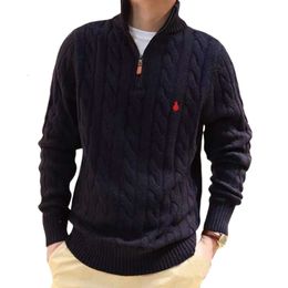 Ralphs Designer Autumn Laurens Sweater Original Quality Casual Winter Color Mens Sweaters Loose Zip Half Knitted Pullover Pure Pony Men Sweater