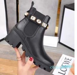 Fashion Ladies Sylvie Series Ribbon Decorated Leathers Women Embroidered Leather Band Top Designer Luxury Woman Winter Shoe