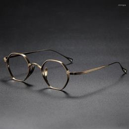 Sunglasses Frames Japanese Brand Titanium Hexagon Optical Myopia Prescription Eyeglasses Frame Women Ultralight Eyewear KMN152 Gla315b