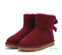 women snow boots bowknot keep warm Genuine Leather Sheepskin boots Christmas birthday gifts