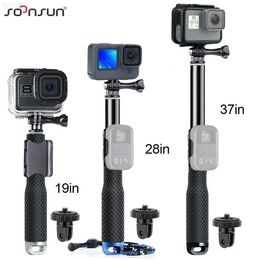 Selfie Monopods Tripods SOONSUN Waterproof Extendable Pole Selfie Stick for GoPro Hero 11 10 9 8 7 6 5 Hand Grip for SJCAM DJI Action Camera Accessories J230427 L230913