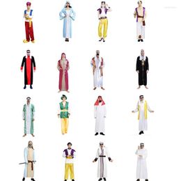 Ethnic Clothing Halloween Womens Mens Arab Costume Middle East Dubai Clothes Headdress Long Robe Veil Crop Top Pants Cosplay Outfits