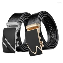 Belts 3.5cm Business Men's Belt Alloy Automatic Buckle Lychee Pattern High-quality Imitation Leather Durable Casual For Men