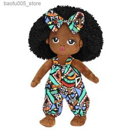 Plush Dolls African American Plush Rag Dolls Cartoon Exploding Head Afro Black Girl Boy Soft Stuffed Ragdoll Toy For Kid Christmas Gift Q230913