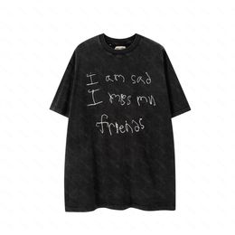 Galleries DEPT Harajuku 23SS Spring Vintage I am sad I miss my friends Washed Letters Printed Logo T Shirt Loose Oversized Hip Hop Unisex Short Sleeve Tees 03