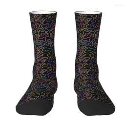 Men's Socks Cool Printed Pastel Penises Pattern For Men Women Stretchy Summer Autumn Winter Funny Cartoon Print Crew