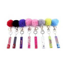 19 Colours Fashion Credit Card Pler Pompom Keychains Acrylic Debit Bank C Ard Grabber Long Nail Atm Keychain Cards Clip Nails Key Drop Delive