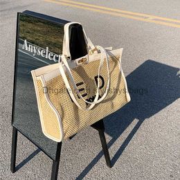 Shoulder Bags Luxury Brand Women Bag 2023 New Summer Beach Tote Bags Knitting Hollow Out High Capacity Shoulder Bag Classic Button Straw Purse47