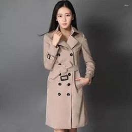 Women's Trench Coats 2023 Autumn Women Double Breasted Slim British Style Ladies Outerwear Windbreaker Medium Length Coat Harajuku