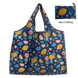 Reusable Grocery Bags Foldable Shopping Bags Large Cute Groceries Bags Machine Washable Nylon Compact Storage Pouch with Elastic Band