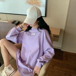 Autumn and Winter Loose 3D Letter Printed Purple Sweater Women's Long Sleeved T-shirt Top