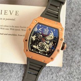 Richarmilles Watches Fashion Mens Sports Designer Brand Watch Skeleton Dial 43mm Quartz Wristwatches Men Silicone Strap Multi Colour Military Analogue Clock m Cy