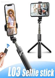 Selfie Monopods L03 Tripod Aluminium Alloy Selfie Stick Rechargeable Foldable with Bluetooth Remote For Smartphone Camera Devices Holder Have Retai772L20309013