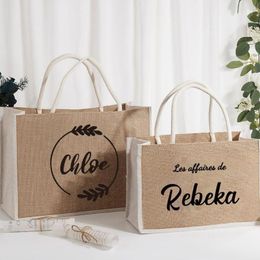 Gift Wrap Personalised Burlap Tote Bags Custom Name Jute Bag Bridesmaid Bachelorette Party Beach Wedding Favours For Her