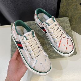 Branded Canvas Coloured Embroidery Shoes 1977 Designer Tennis Beige Washed Jacquard Denim Ace Rubber Sole Embroidered Vintage Couple Casual Sneakers