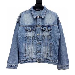 Mens Jackets 2023 Fashion Denim Jacket Menswear Designer Denim Jacket Menswear Casual Winter Coat Brand Fashion Luxury Back Printed Palm Jacket Stylist Clothing x0