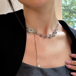 Pendant Necklaces Design Niche Fashion Rope Splicing Jade Temperament Necklace Personality Neck Jewellery Women246K