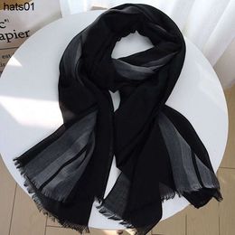 Simple and classic black Grey striped scarf long cotton and linen solid Colour versatile for men and women in spring summer autumn and winter thin style
