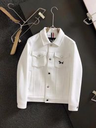 Men's Trench Coats Autumn Tb Coat Puppy Embroidery Stand Collar Knit Jacket Men'S Fashion Casual All Match Slim Men TB 230912