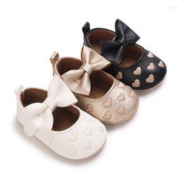 First Walkers Infant Baby Girls Princess Shoes Heart Jacquard Bowknot Non-Slip Weddinger Slipps Adorable Shine Surface Booties