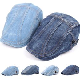 Berets Autumn Jeans Beret Hat For Men Women Casual Unisex Denim Cap Fitted Sun Cabbie Flat Gorras244y