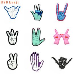 HYBkuaji custom 100pcs gesture c roc shoe charms wholesale shoes accessories mixed 9 styles