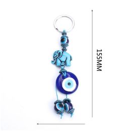 Keychains Lanyards 1Pc Turkey Evil Eye Blue Keychain 4 Style Resin Animal Fish Elephant Butterfly 14Mm Beads With Glass Round Key Otnks