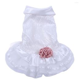 Dog Apparel Pet Wedding Dresses Bling Sequins Flower Design Cat Puppy Princess Dress 5 Sizes 3 Colours