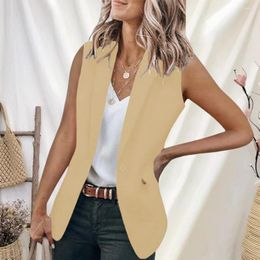 Women's Suits Women Blazer Anti-wrinkle Loose Type Temperament Cardigan Sleeveless Single Button Formal Female Suit Coat