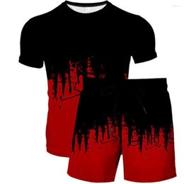 Men's Tracksuits Summer Fashion 3D Printed Sleeve Shorts Two-piece Abstract Painted Personality Style T-shirt Suit Casual Trend Clothing