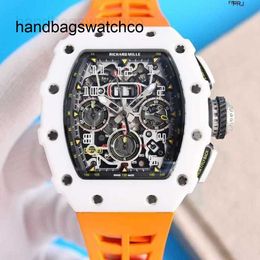 Richarmilles Watchs Rm1103 Multifunctional Automatic Mechanical White Carbon Fibre Green Tape Miller Watch frj