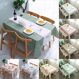 Table Cloth PVC Oil-proof Tablecloth Ins Plaid Waterproof Washable Kitchen Decorative Dining Cover Student Desk Mat