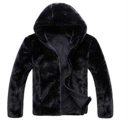 Men's Fur Faux Fur Artificial Fur Coat 6XL Plus Size Leather Jacket Men Fur Coat 2020 Winter Windbreaker Casual Black Faux9584484L230914