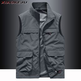 Men's Vests Work Hunting Vest Men Summer Techwear Multipocket Sleeveless Jacket Motorcyclist Cool Mesh Tactical Military MAN Camping 230914