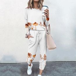 Women's Hoodies Fall 2023 Two 2 Piece Set Women Outfits Matching Floral Print Sweatsuit Ladies Tracksuit Female Streetwear Street Style