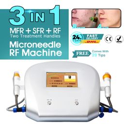 Hot 20 Tips Fractional RF Microneedling RF Machine 25 49 81 Pins Microneedle Anti Wrinkle Acne Scar Removal 2 Handles Skin Rejuvenation Beauty Equipment