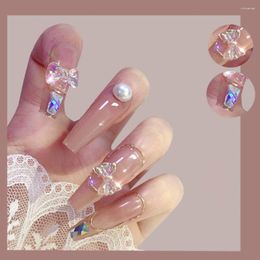 False Nails 24P Dazzling Ice Butterfly Nail Art Fake Removable Cute Kawaii Super Long Square Head Ballerina Press-On