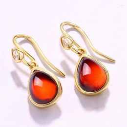 Dangle Earrings Women Garnet S925 Sterling Silver 10k Gold Plated Natural Gemstone Stone Water Drop Earring Girlfriend Mom Gift