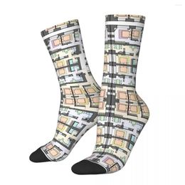 Men's Socks All Seasons Crew Stockings Detailed Architectural Floor Plan Apartment Layout Long For Men Women Birthday Present