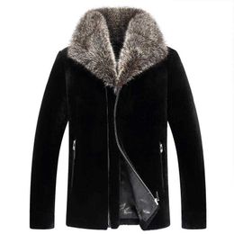 Men's Fur Faux Fur Men's Leather Faux Real Fur Coat Sheep Shearling Warm Winter Jacket Men Clothes 2023 Raccoon Collar Jackets Veste XJL-6018 MY1713L230914