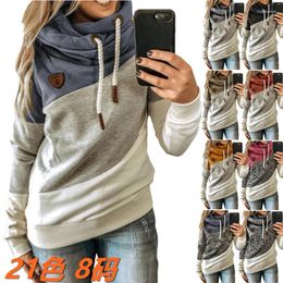 Women's Hoodies Hoodie Stitching Leopard Hooded Fleece Loose Sweatshirt Pullover Oversized Streetwear Top