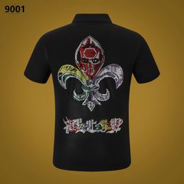 NEW PP Men Polo Shirt Summer Skull Diamond Phillip Plain Short Sleeve Designer T Shirt Harajuku Tee Brand Skulls Print Tops Streetwear FP9001