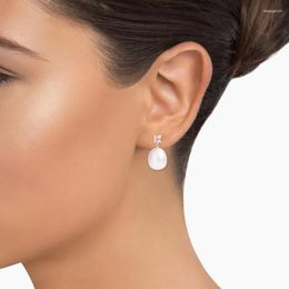 Stud Earrings S925 Sterling Silver Jewellery Gigi Morganite And Baroque Cultured Pearl Drop