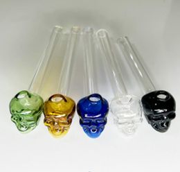 Coloured Skull Pyrex Oil Burner Pipe Glass Tube Oil Burning Pipe Glass Pipes Dab Rig Glass Water Pipe Thick Oil Burner