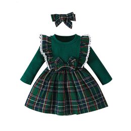 Girl's Dresses Baby Patchwork Knitted Dresses Baby Girls Toddler Autumn And Spring Tops Christmas Baby Kids Dress For Girls Dress 230914