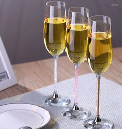 Wine Glasses 2Pcs 260ml Diamond Crystal Champagne Flute Glass Set Wedding Goblet Christmas Valentine's Day Cheering Cups