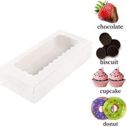 Gift Wrap 10pcs White Cardboard Boxes For Pastry Cupcake Box With Window Chocolate Donut Packaging Party Supplies