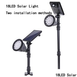 Lawn Lamps Solar Lamp Latest 18 Led Spotlights Motion Sensor Security Light On/Off Wall Lighting For Garden Yard Pathway Driveway Pool Dhnad