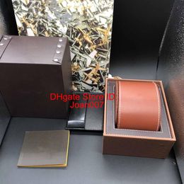 Quality Brown Color leathe Boxes Gift Box 1884 Watch Box Brochures Cards Black Wooden Box For Watch Includes Certificate New 3241